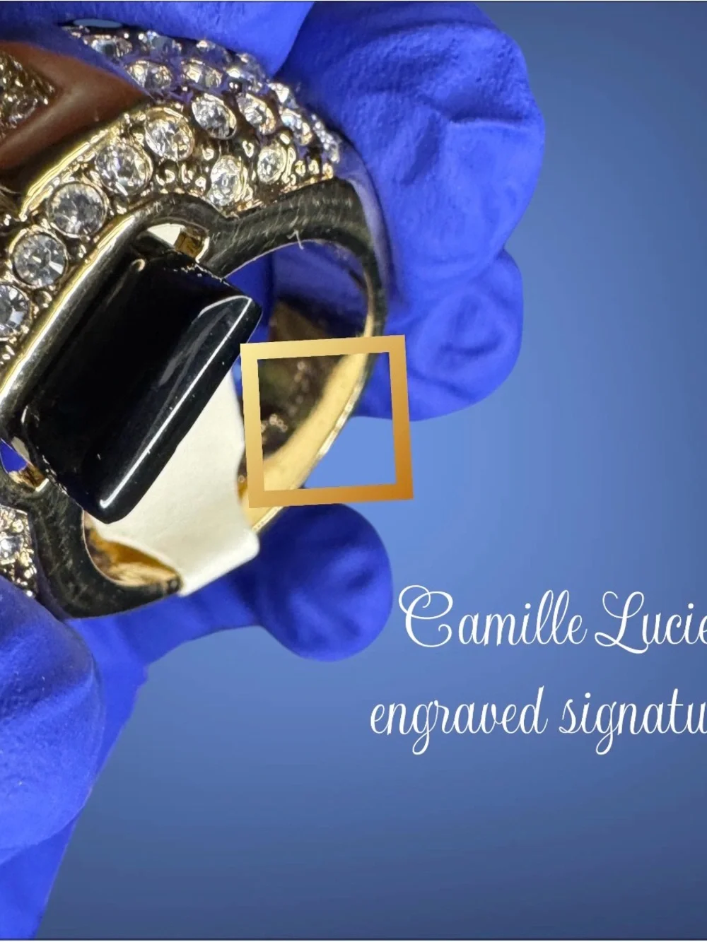 Camille Lucie Resurrection Gold Rhinestone Statement Ring - NWT Size 8